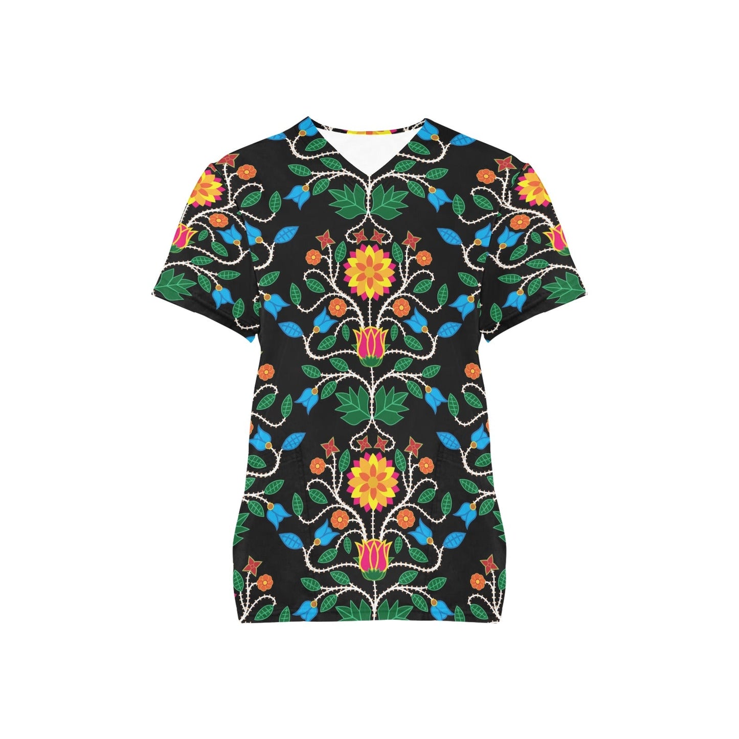 Floral Beadwork Four Clans Scrub Top