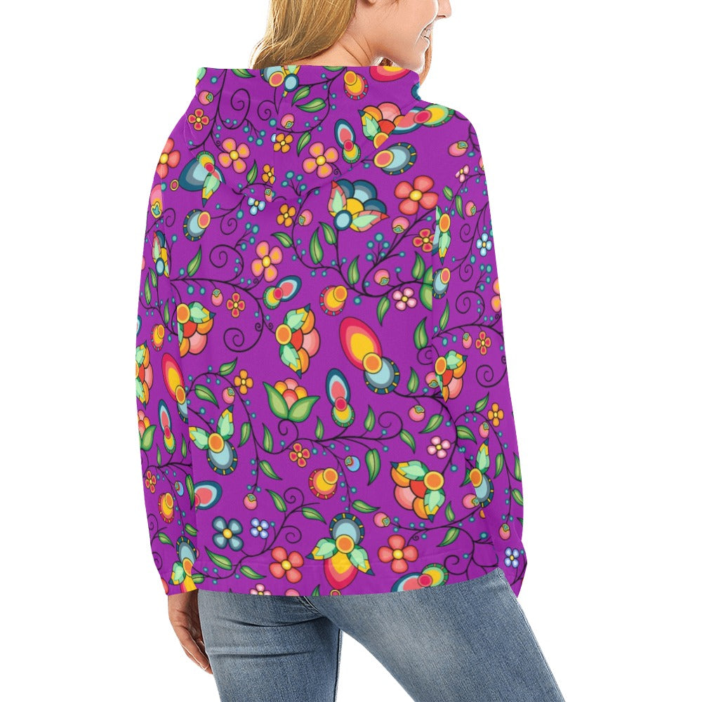 Floral Bounty Purple Hoodie for Women
