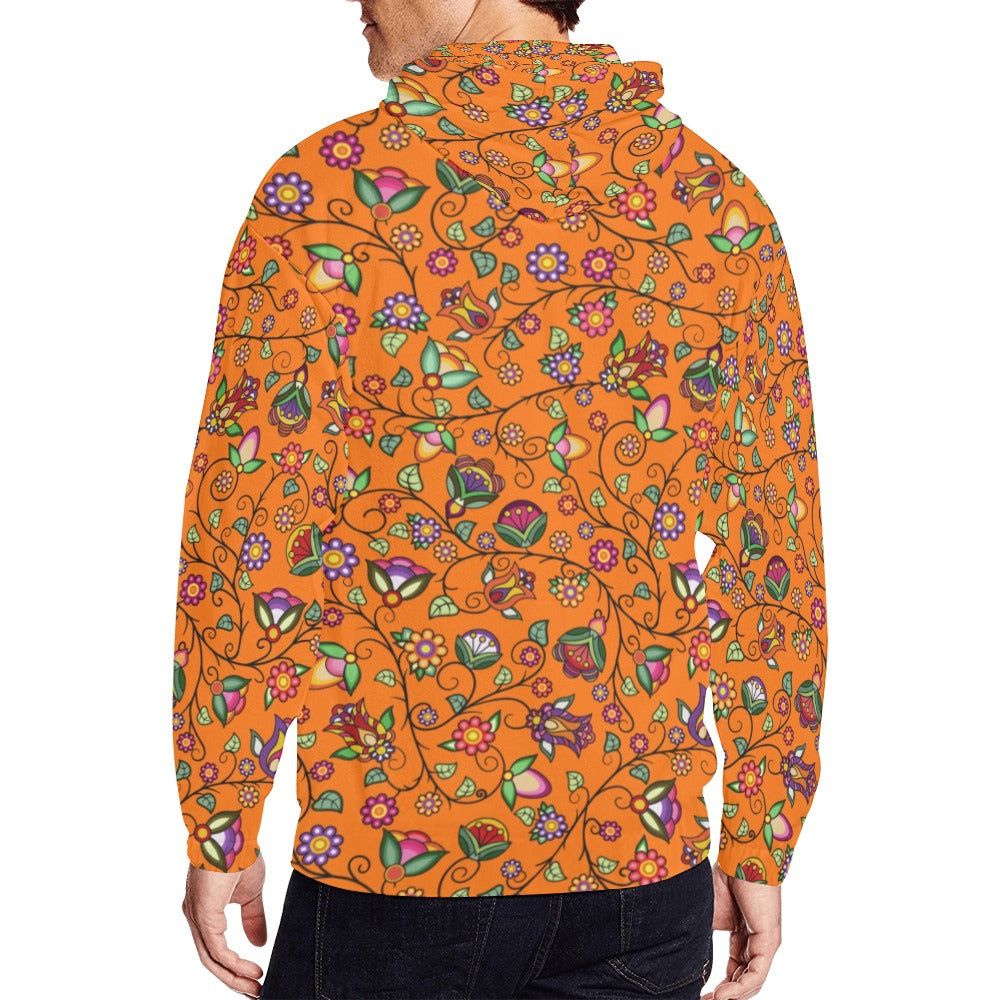 Heartbeat Petals Orange Men's Zipper Hoodie