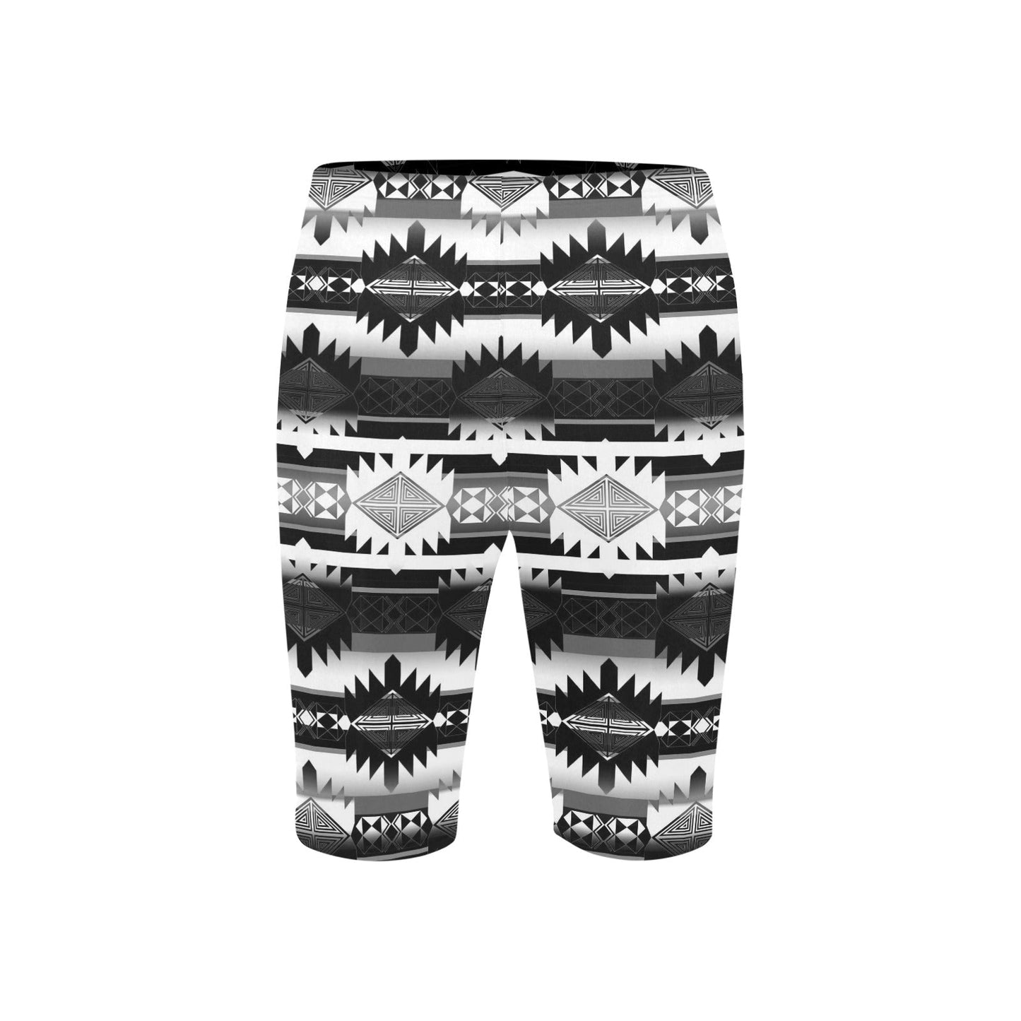 Okotoks Black and White Men's Knee Length Swimming Trunks