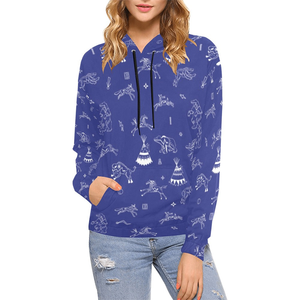 Ledger Dabbles Blue Hoodie for Women