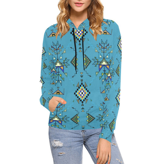 Bear Shield Blue Hoodie for Women