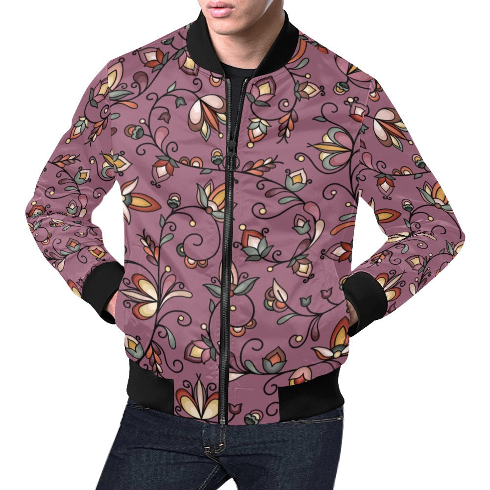Burnt Sky Petals Magenta Bomber Jacket for Men
