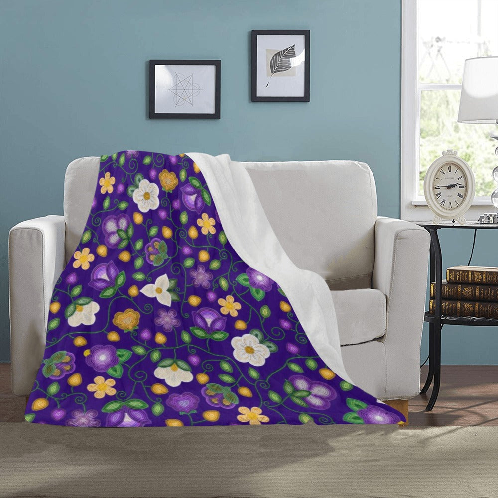 Midnight Moss Bloom Aubergine Small Micro Fleece Blanket
