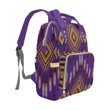 Load image into Gallery viewer, Fire Feather Purple Multi-Function Diaper Backpack/Diaper Bag
