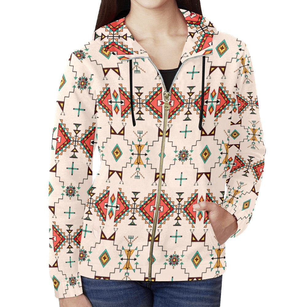 Thunder Flight Cream Full Zip Hoodie for Women