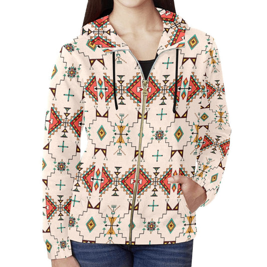 Thunder Flight Cream Full Zip Hoodie for Women