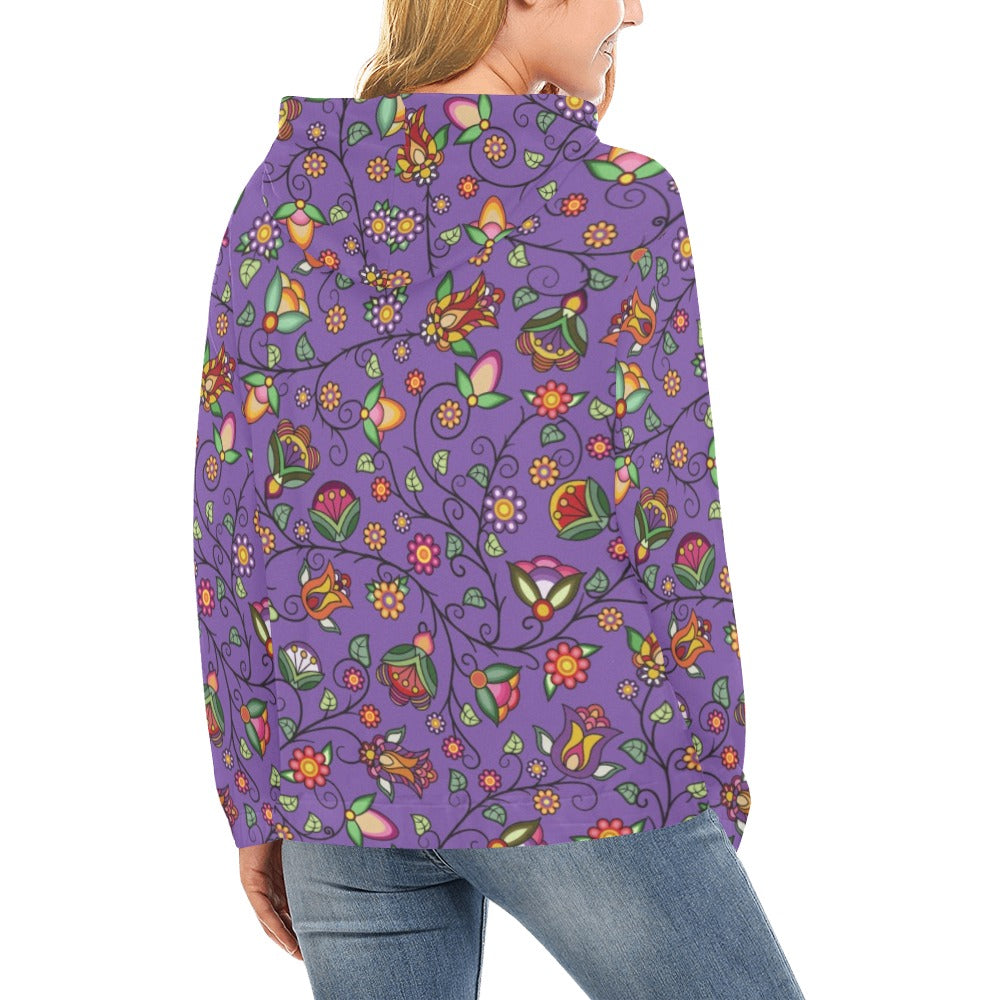 Heartbeat Petals Purple Hoodie for Women