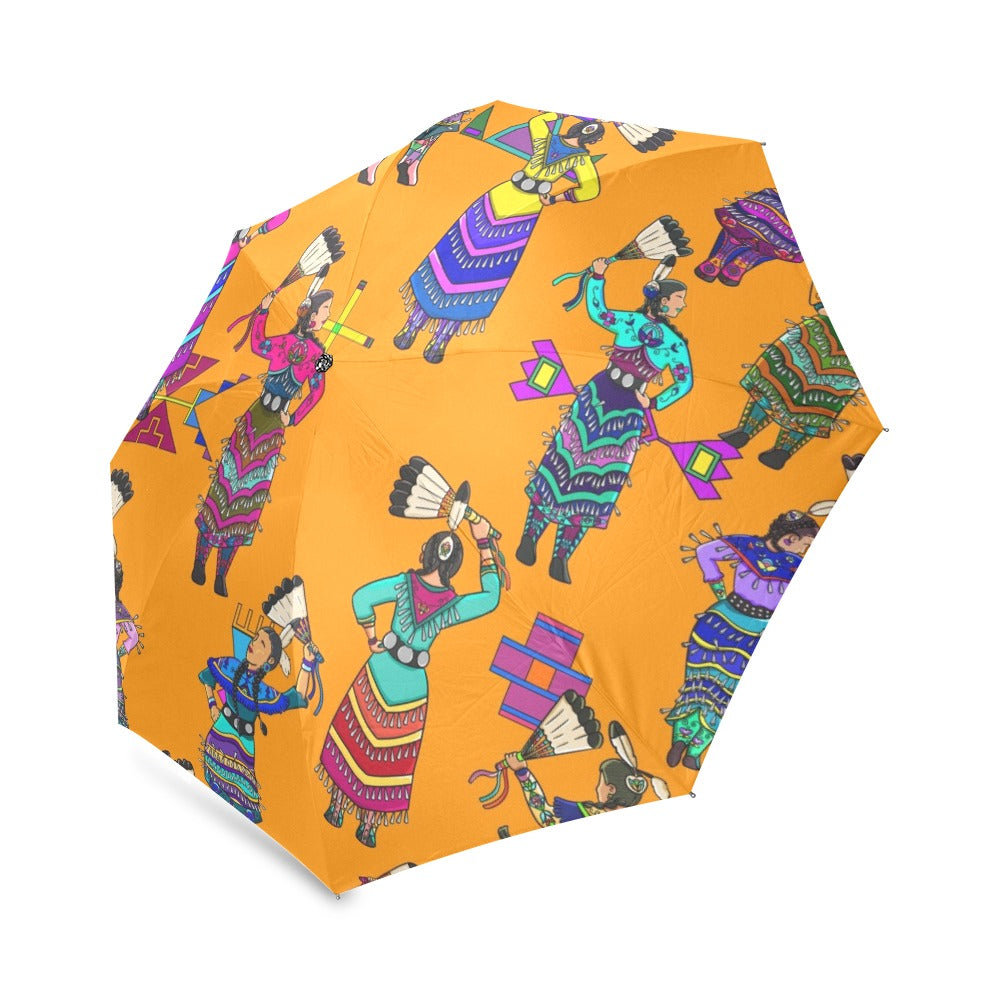 Women's Jingle Dancers Orange Foldable Umbrella