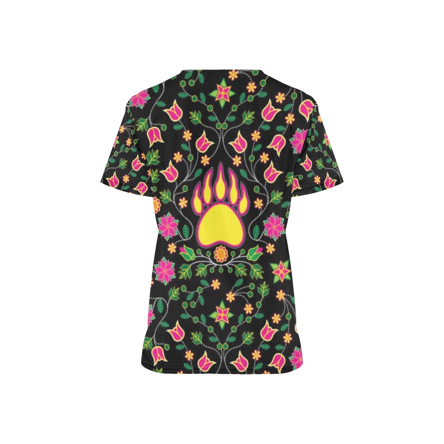 Floral Bearpaw Pink and Yellow Scrub Top