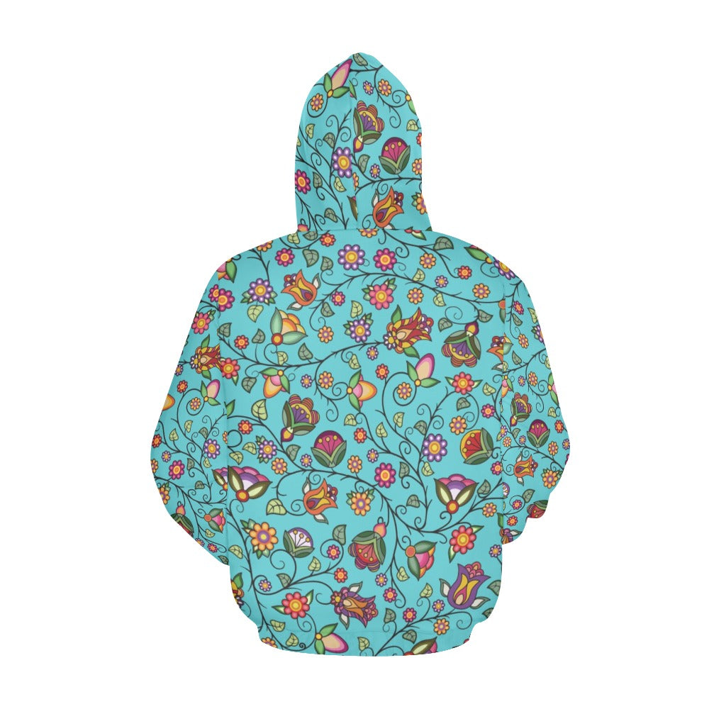 Heartbeat Petals Turquoise Hoodie for Women