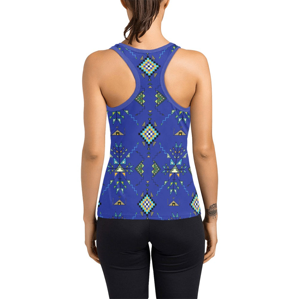 Bear Shield Dark Blue Women's Racerback Tank Top