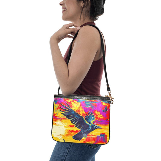 Crow Spreads His Wings Small Shoulder Bag