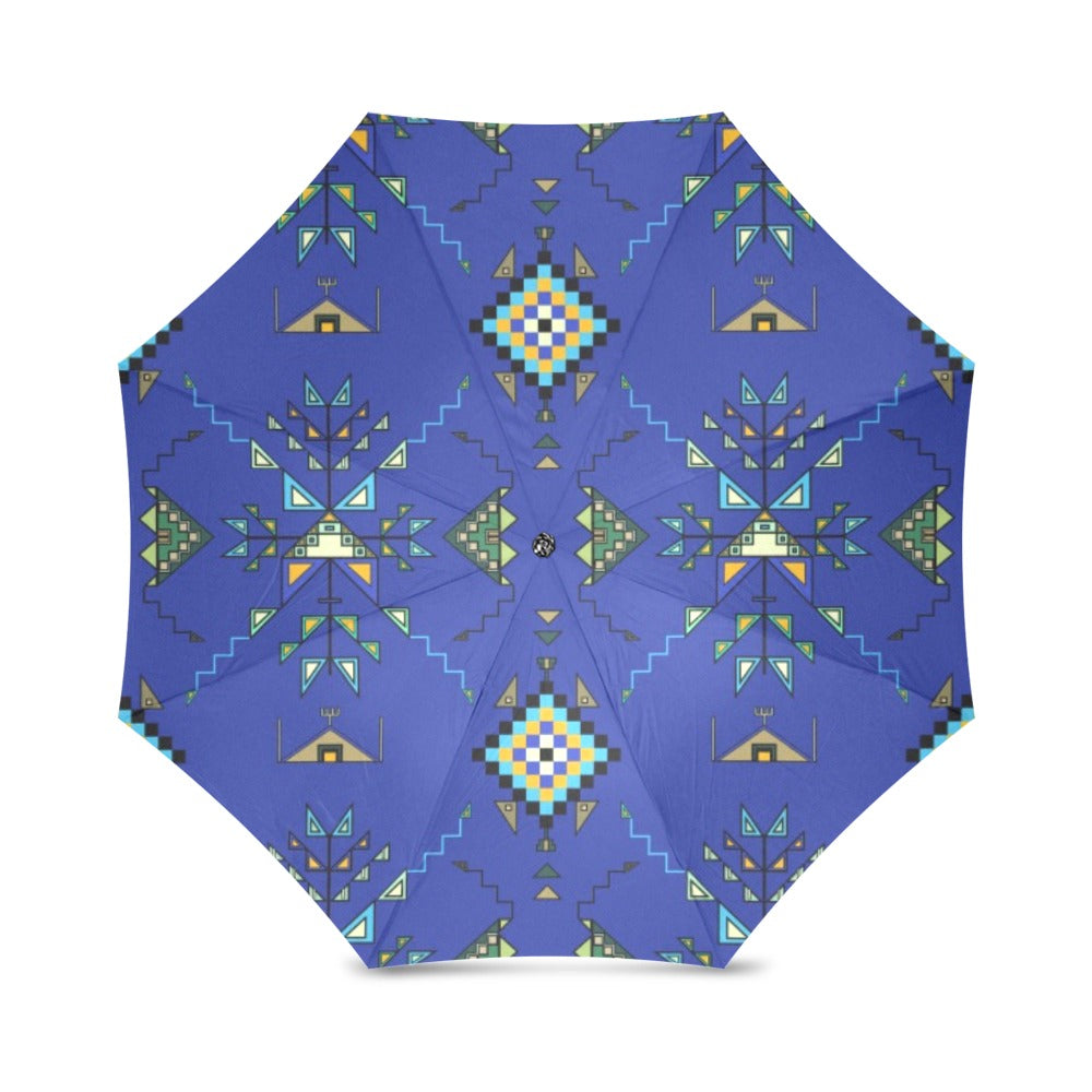 Bear Shield Dark Blue Foldable Umbrella