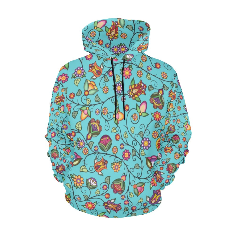 Heartbeat Petals Turquoise Hoodie for Women