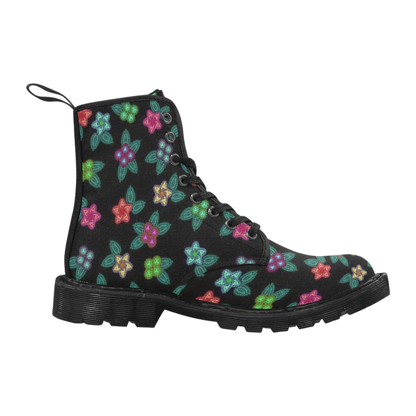 Berry Flowers Black Boots for Men