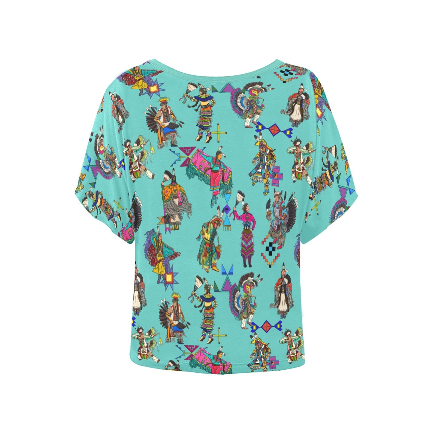 Grand Entry Dancers Eggshell Blue Women's Batwing-Sleeved Blouse T shirt