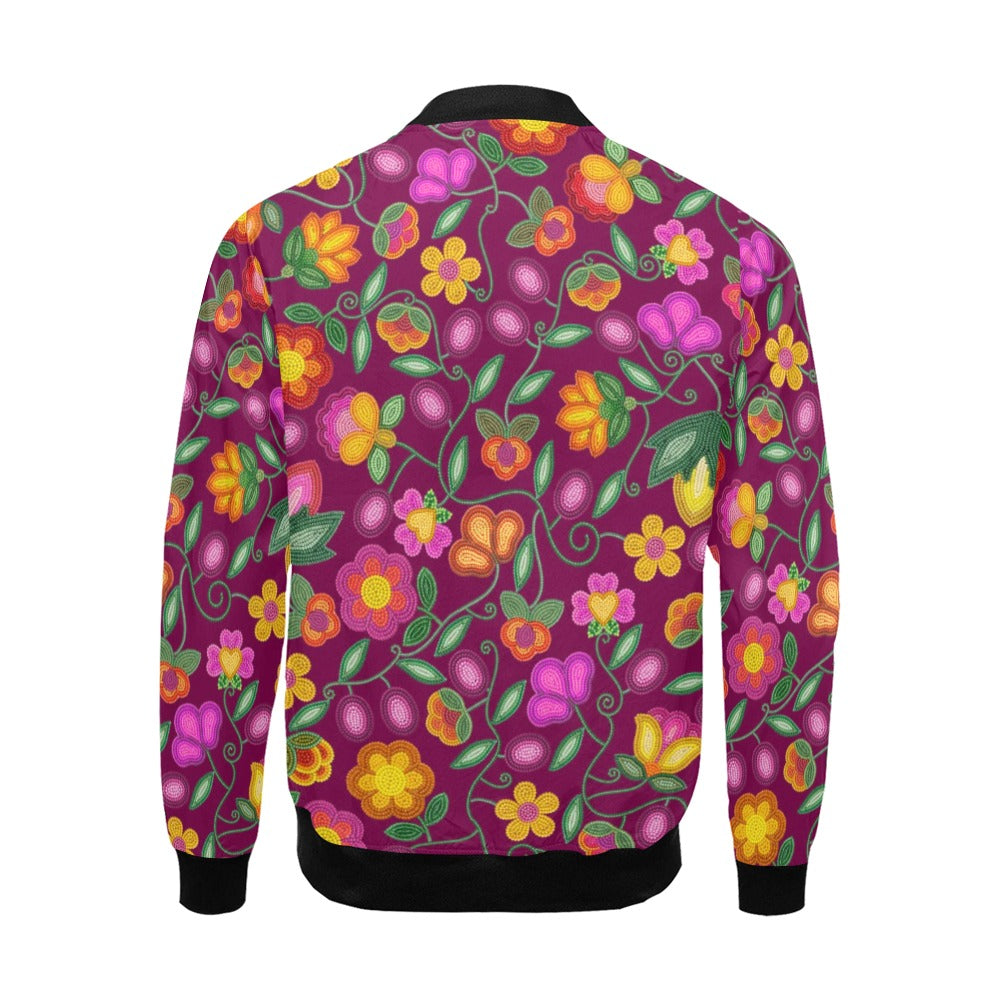 Boreal Bounty Dark Magenta Bomber Jacket