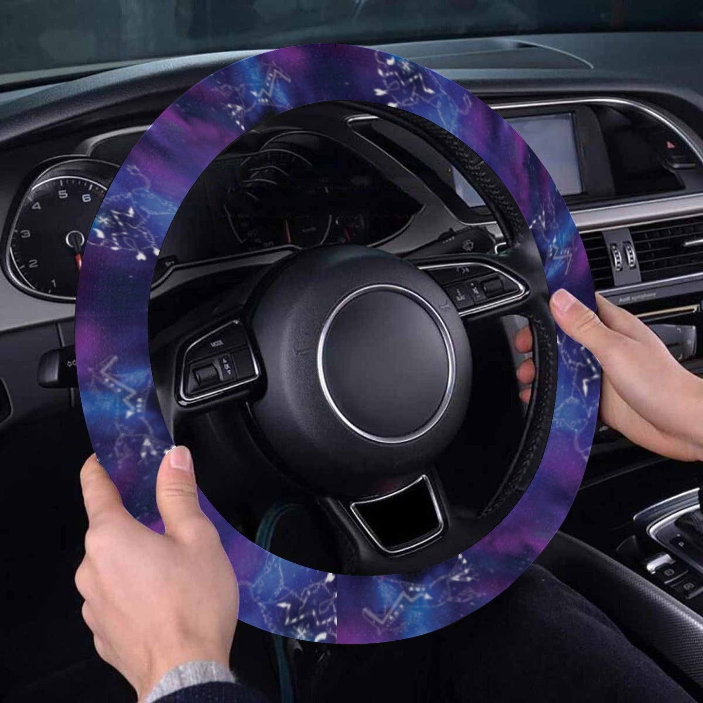 Animal Ancestors 1 Blue and Pink Steering Wheel Cover with Elastic Edge
