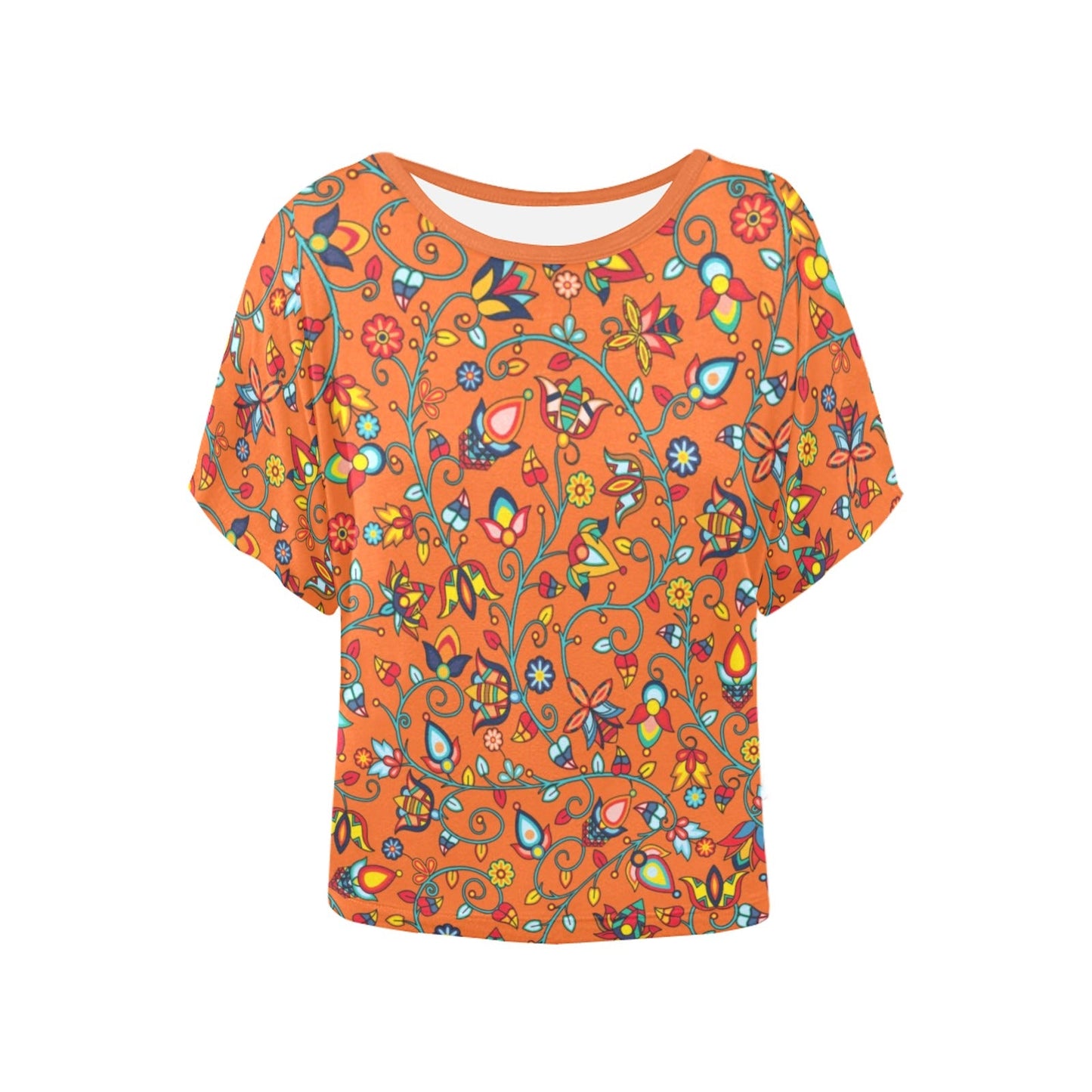 Thorny Path Orange Women's Batwing-Sleeved Blouse T shirt