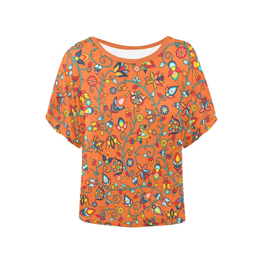 Thorny Path Orange Women's Batwing-Sleeved Blouse T shirt