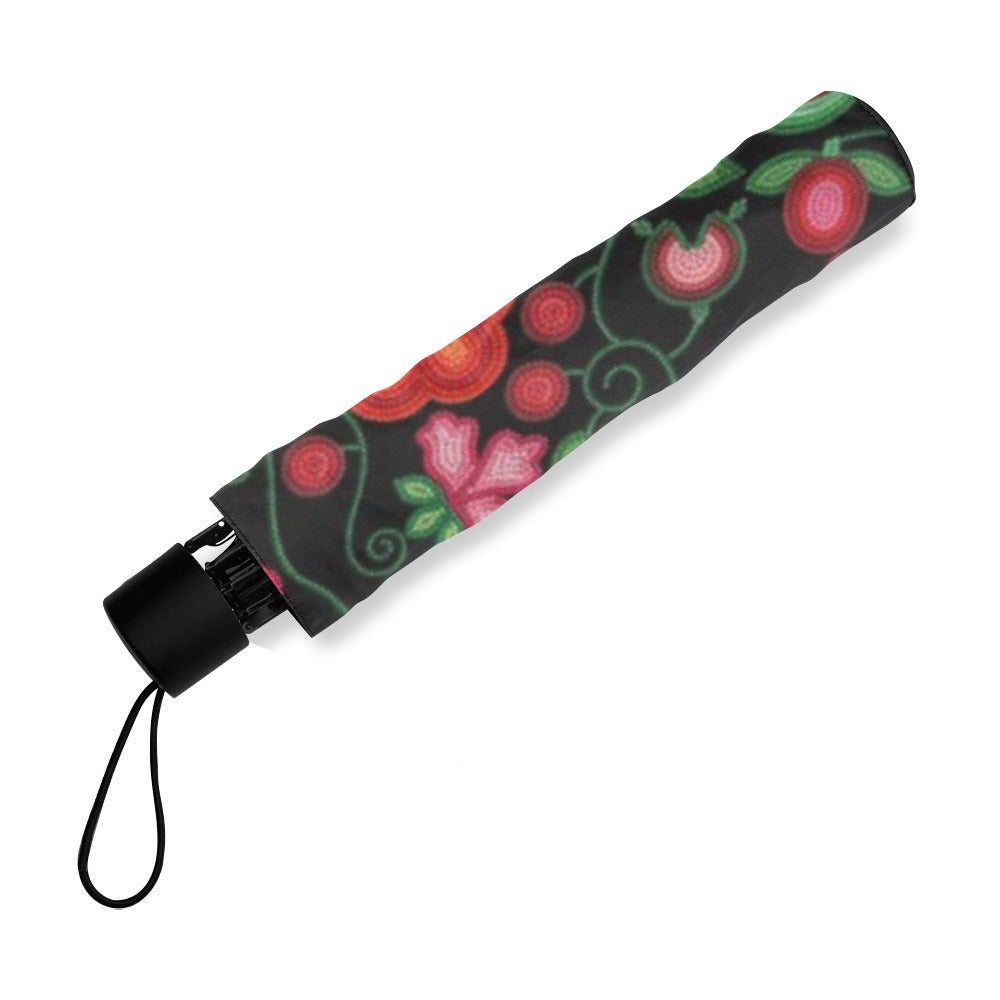 Rose Reverie Black Foldable Umbrella