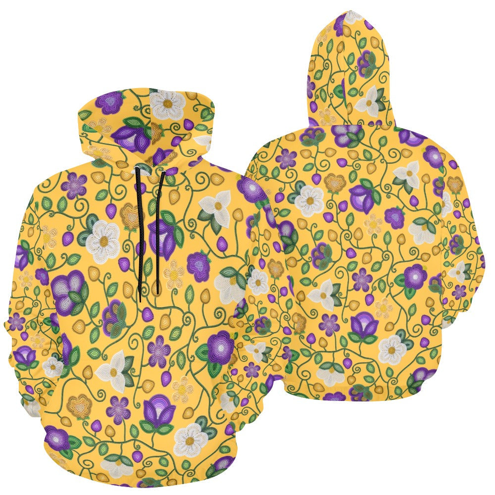 Midnight Moss Bloom Yellow Hoodie for Women