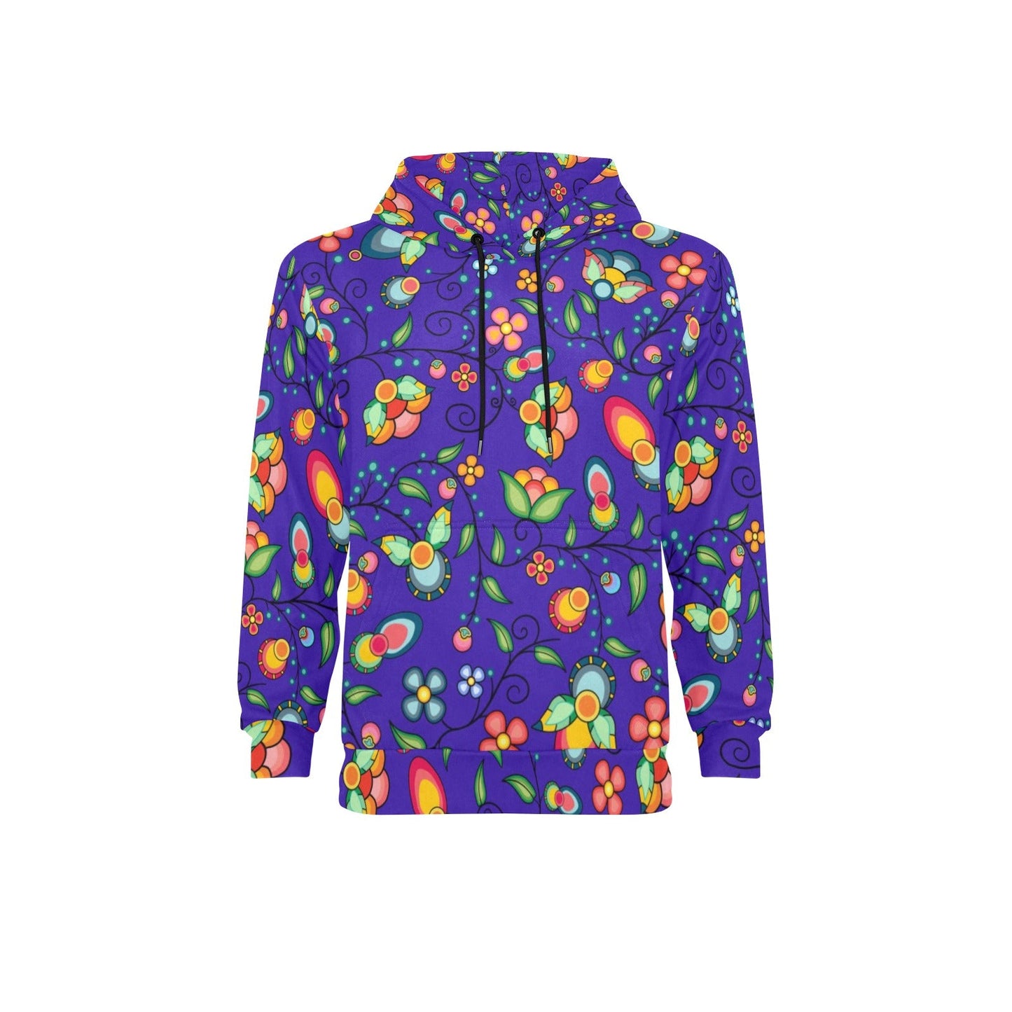 Floral Bounty Blue Men's Long Sleeve Fleece Hoodie