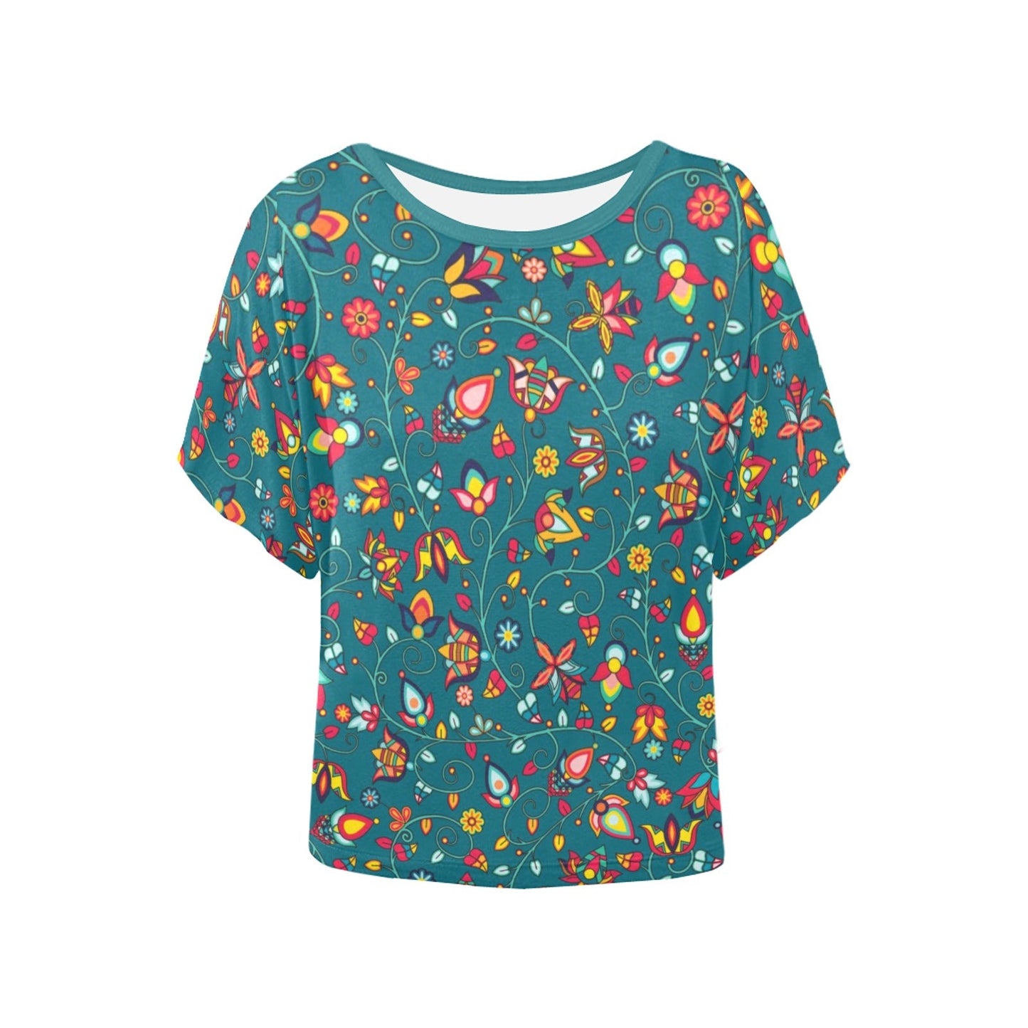 Thorny Path Teal Women's Batwing-Sleeved Blouse T shirt