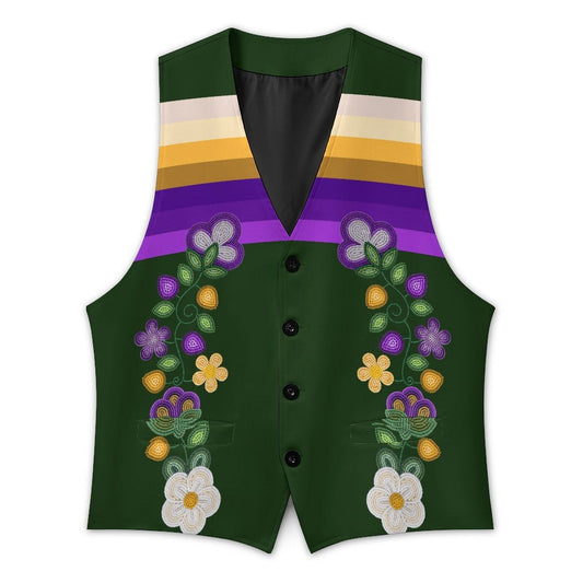 Midnight Moss Bloom Men's Sleeveless Suit Vest