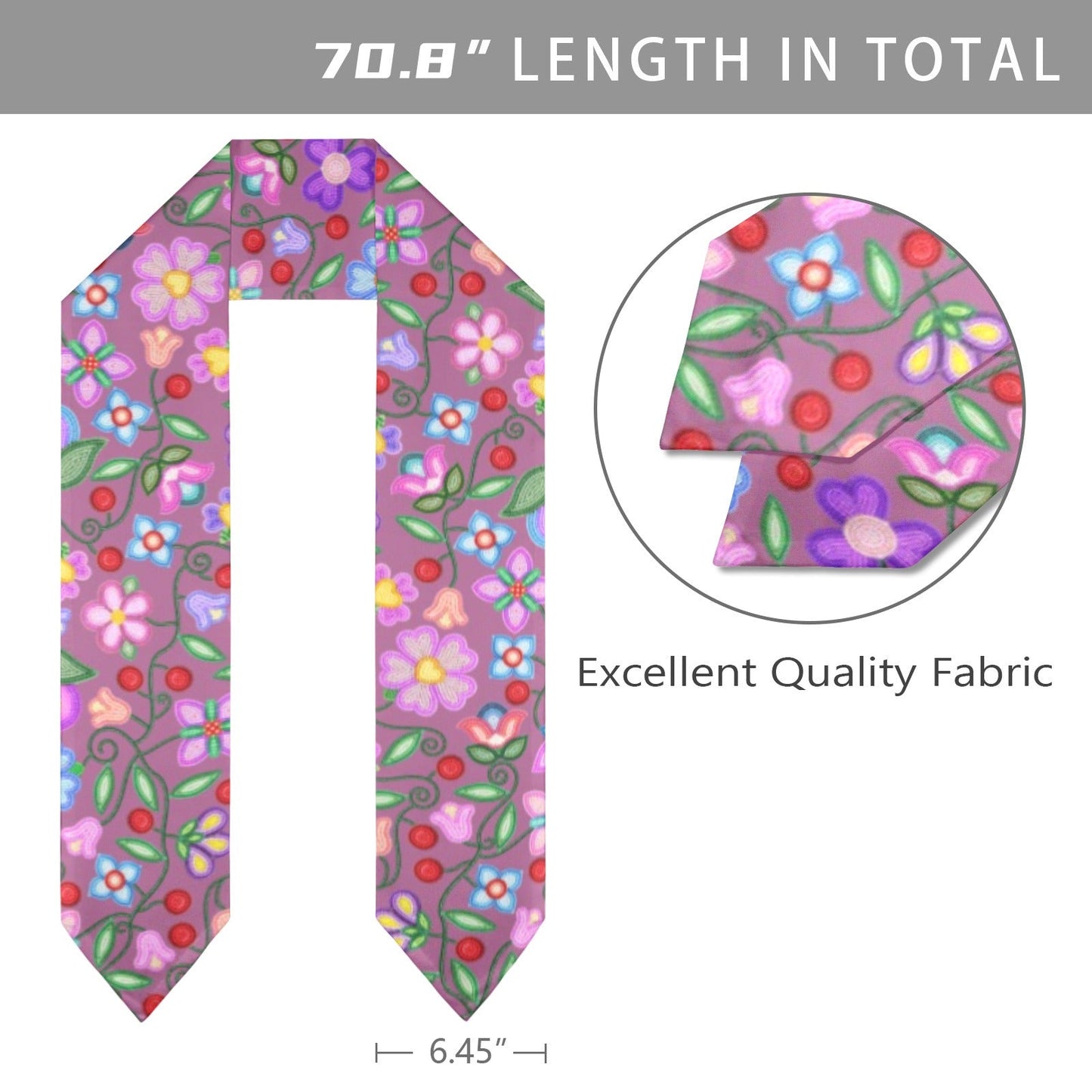 Petal Harmony Dusty Rose Graduation Stole
