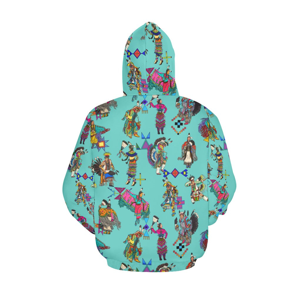 Grand Entry Dancers Eggshell Blue Hoodie for Women