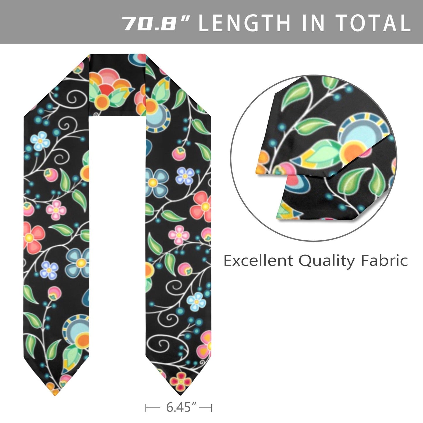 Floral Bounty Black Graduation Stole