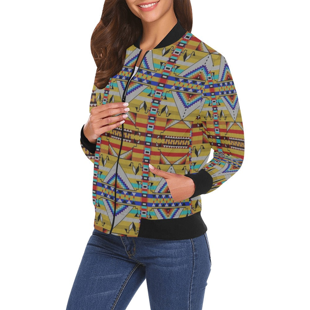 Medicine Blessing Yellow Bomber Jacket for Women