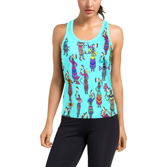 Women's Jingle Dancers Turquoise Women's Racerback Tank Top
