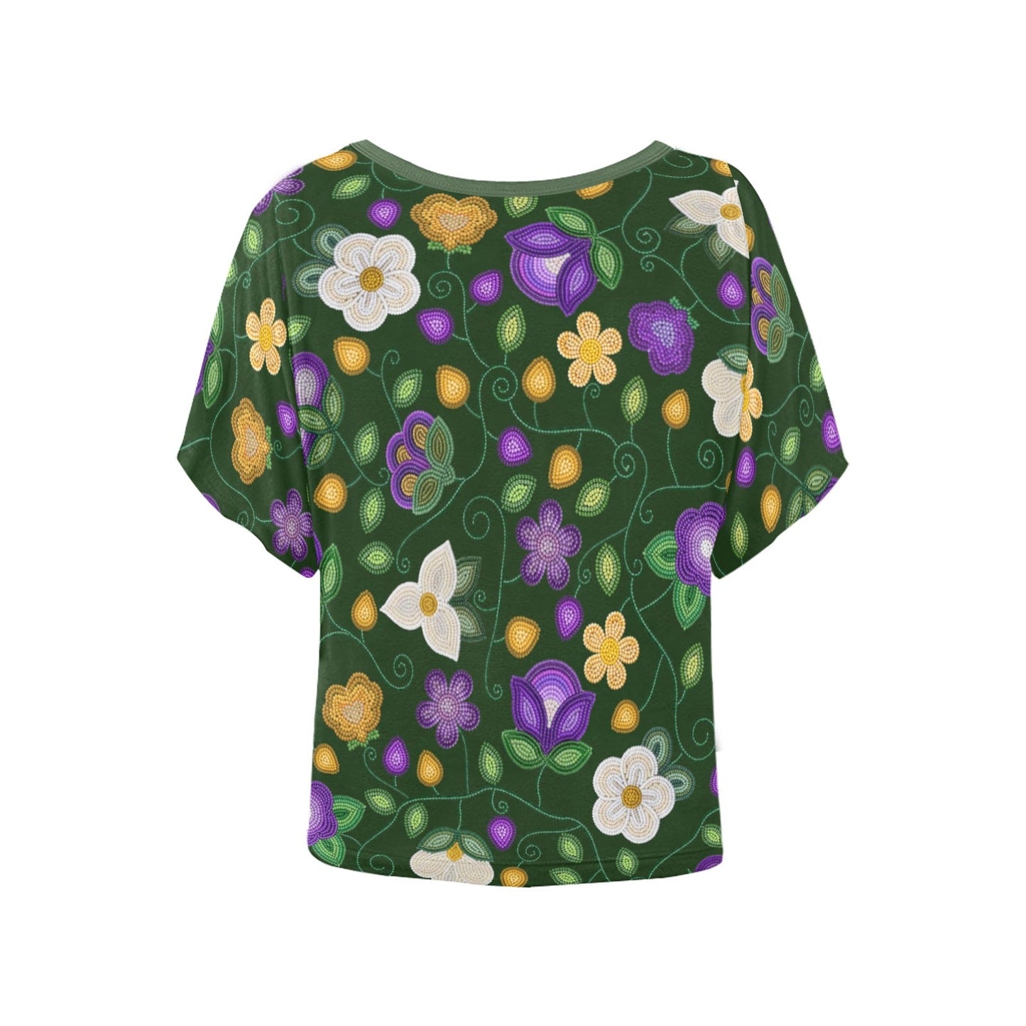Midnight Moss Bloom Forest Batwing Blouse