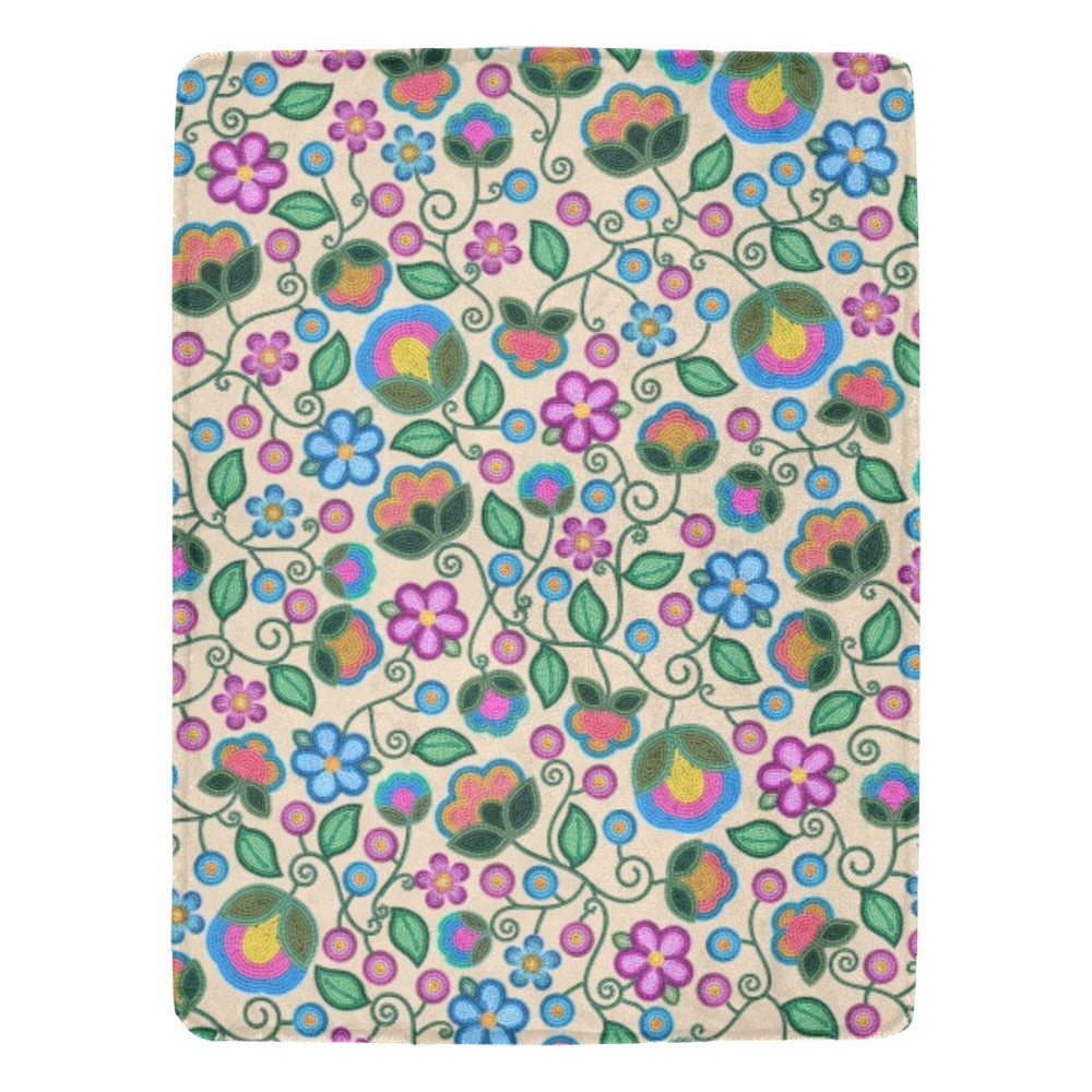 Turquoise Sunbeam Cream X-Large Micro Fleece Blanket