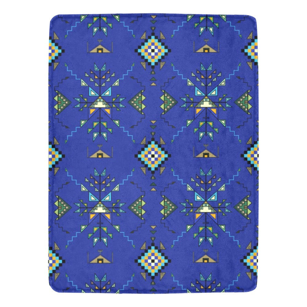 Bear Shield Dark Blue X-Large Micro Fleece Blanket