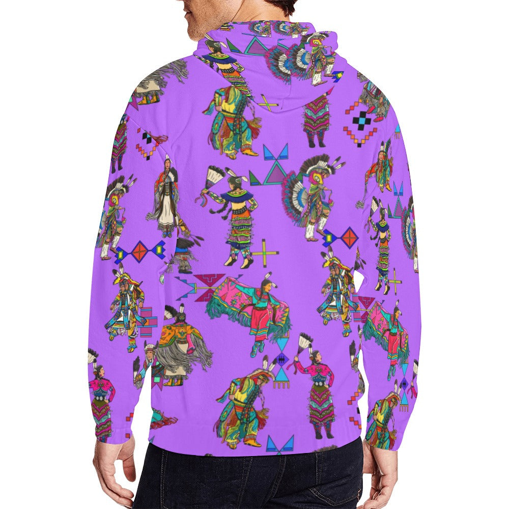 Grand Entry Dancers Purple Men's Zipper Hoodie