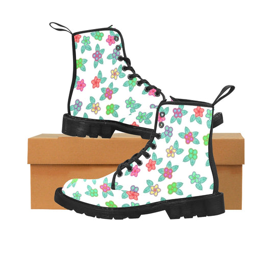 Berry Flowers White Boots for Men