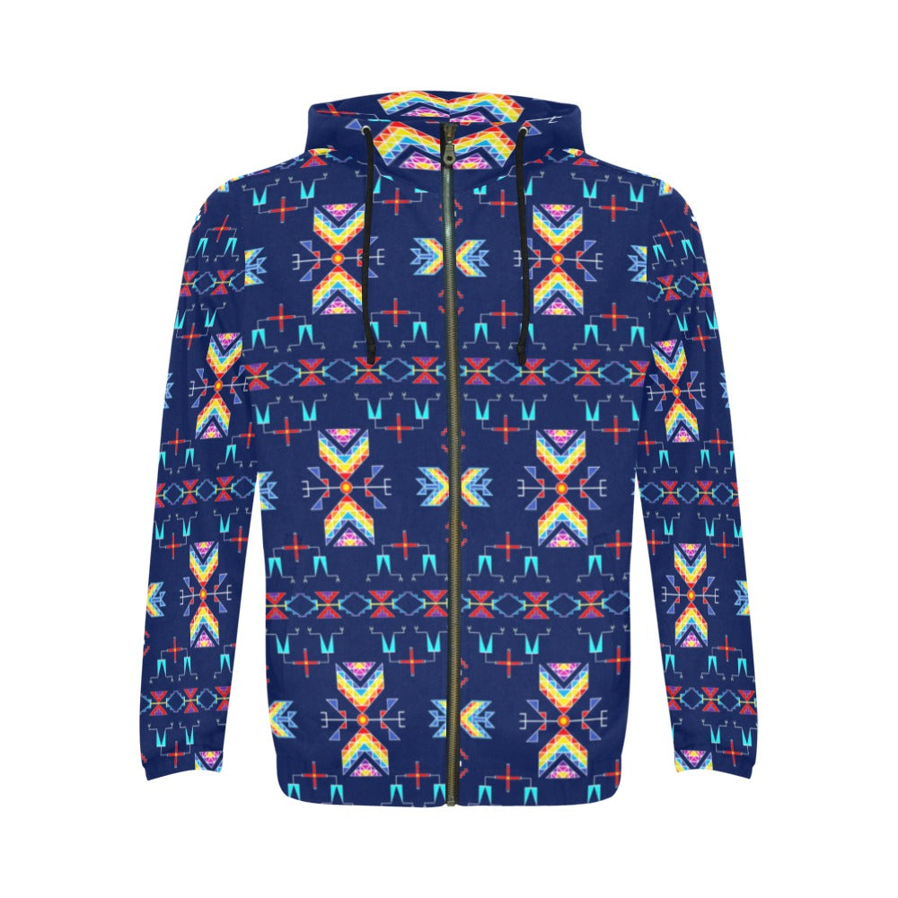 Rainy Chief Rainbow Night Lake Men's Zipper Hoodie