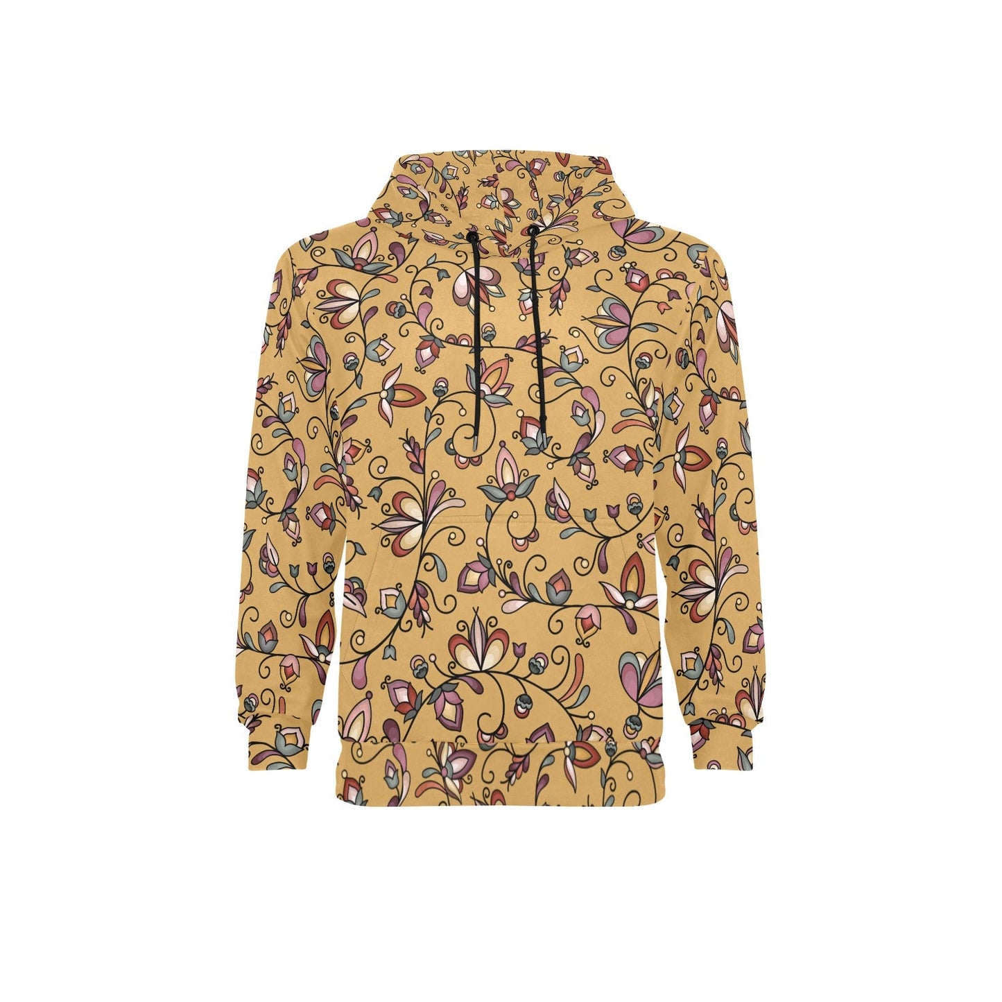 Burnt Sky Petals Gold Men's Long Sleeve Fleece Hoodie