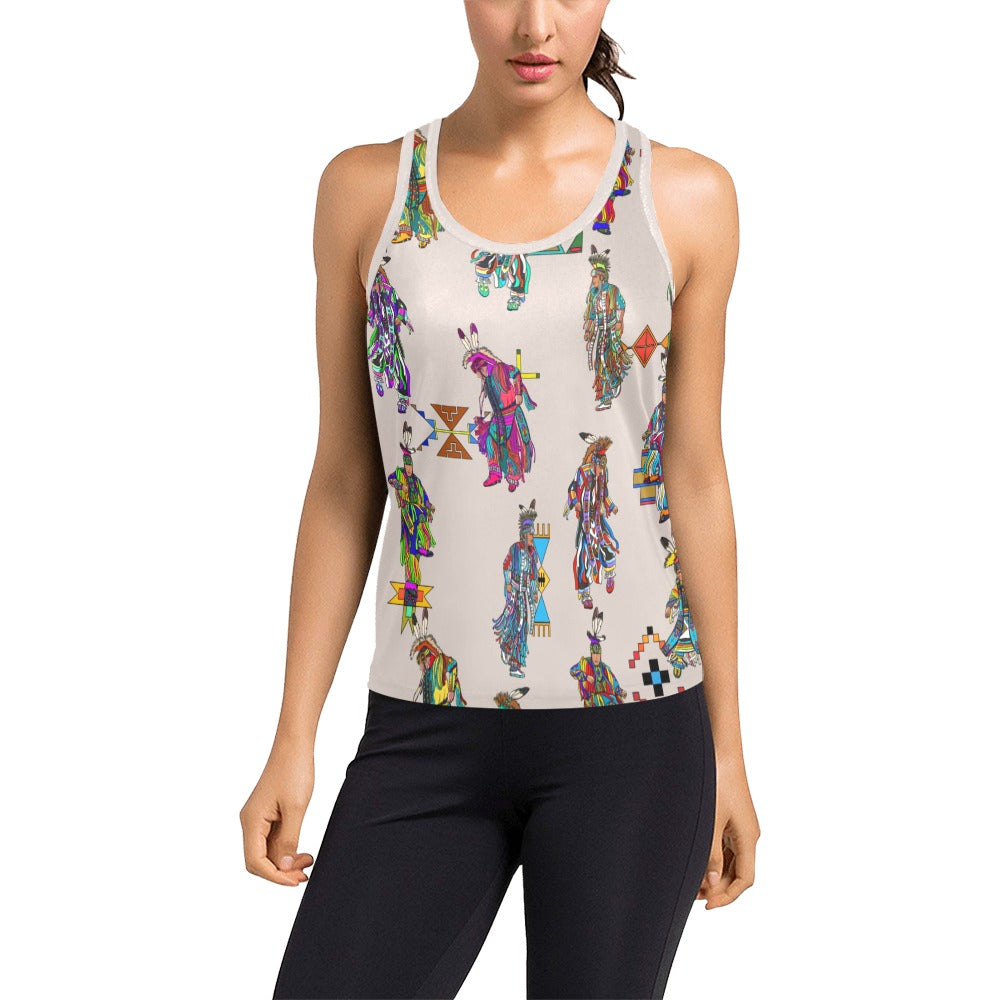 Men's Grass Dancers Muslin Women's Racerback Tank Top