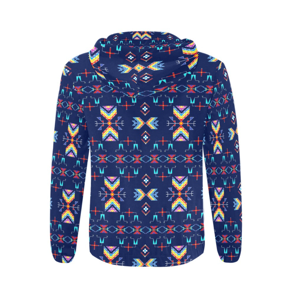 Rainy Chief Rainbow Night Lake Men's Zipper Hoodie