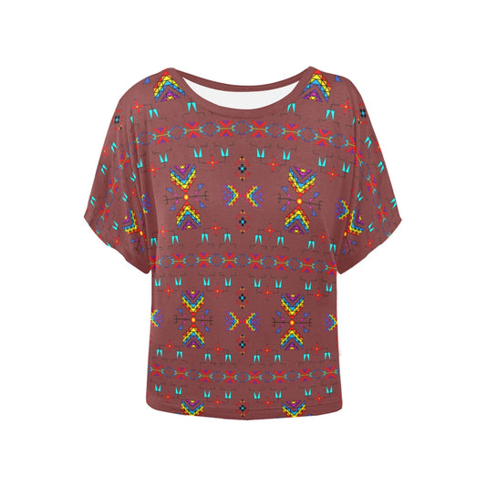 Rainy Chief Rainbow Earth Clay Women's Batwing-Sleeved Blouse T shirt
