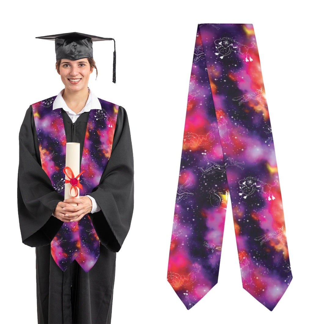 Animal Ancestors 9 Cosmic Swirl Purple and Red Graduation Stole