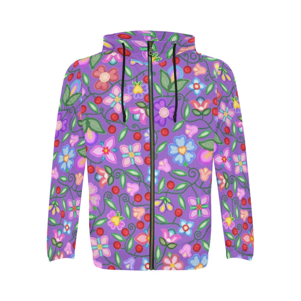 Petal Harmony Lavender Zip Hoodie