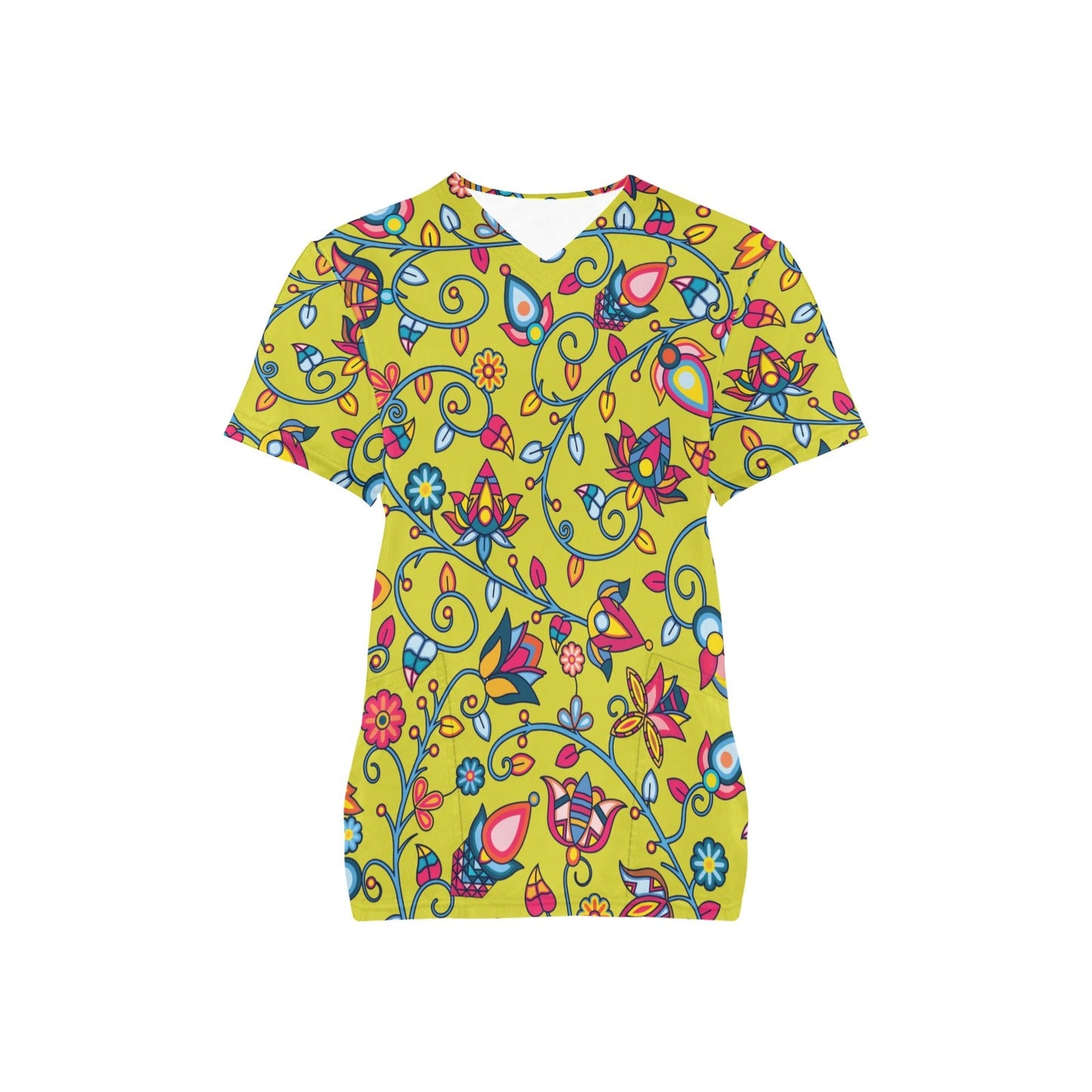 Thorny Path Yellow Scrub Top