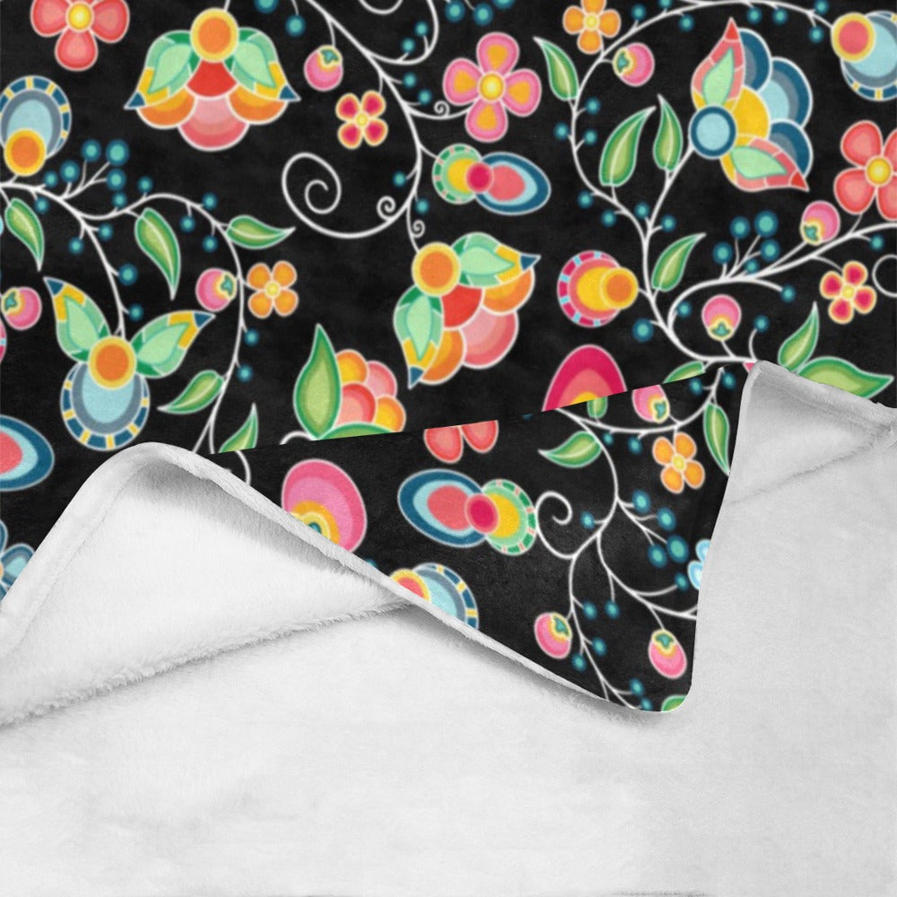 Floral Bounty Black Ultra-Soft Micro Fleece Blanket 40"x50"