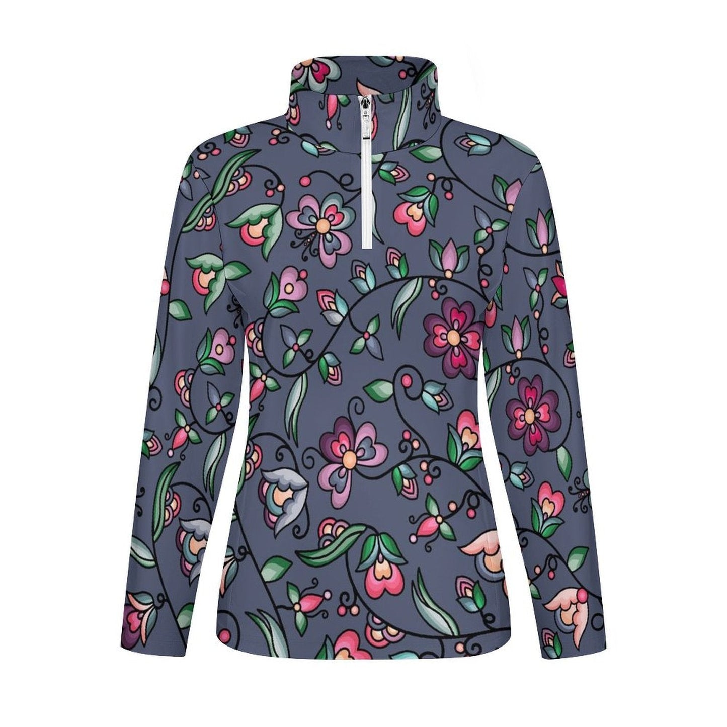 Amber Evening Garland Blue Long Sleeve Yoga Shirt